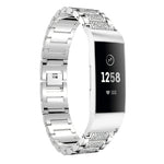 Cinturino da polso in solido acciaio inossidabile tempestato di diamanti per Fitbit Charge 3