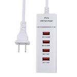 Adattatore per caricabatterie 5V 4.1A 4 porte USB con cavo di alimentazione, lunghezza cavo: 1,5 m, spina americana, US Plug