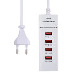 Adattatore per caricabatterie 5V 4.1A 4 porte USB con cavo di alimentazione, lunghezza cavo: 1,5 m, spina europea, EU Plug
