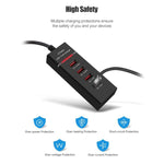 Adattatore per caricabatterie 5V 4.1A 4 porte USB con cavo di alimentazione, lunghezza cavo: 1,5 m, spina europea, EU Plug
