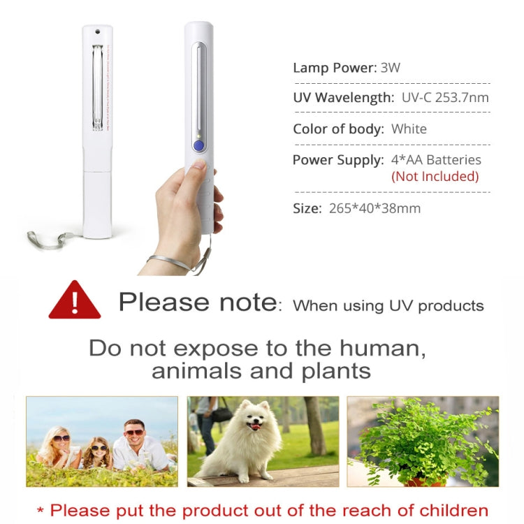 Lampada di disinfezione germicida UV portatile da 3 W. Bastone di disinfezione rapida UV da viaggio per auto personale, UV Fast Disinfection Stick
