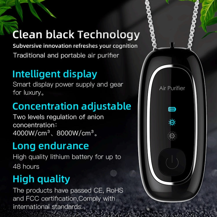 KY100A Purificatore d'aria portatile da appendere al collo con purificatore d'aria a ioni negativi, Rectangle White, Rectangle Black