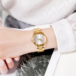 SKmei 1620 orologio da donna con cinturino in acciaio al quarzo impermeabile casual creativo con strass delicato
