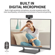 Webcam Gsou T16s 1080P HD con microfono integrato nella copertura per lezioni online e videoconferenze trasmesse