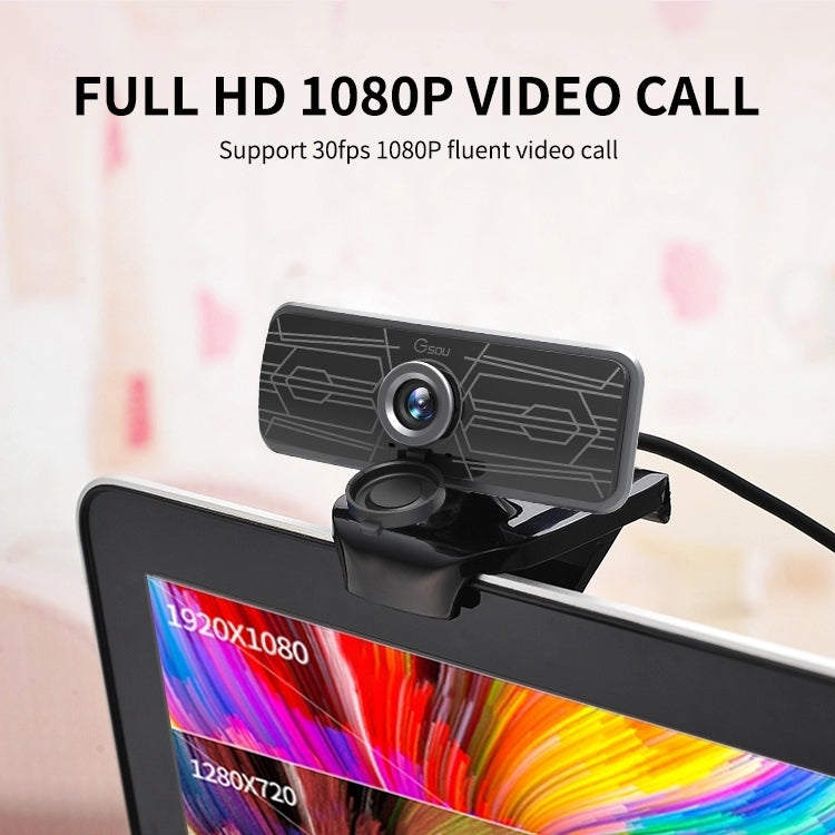 Webcam Gsou T16s 1080P HD con microfono integrato nella copertura per lezioni online e videoconferenze trasmesse