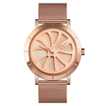 SKMEI 9204 Orologio da uomo con orologio al quarzo con cinturino in maglia impermeabile con quadrante rotante scheletro alla moda