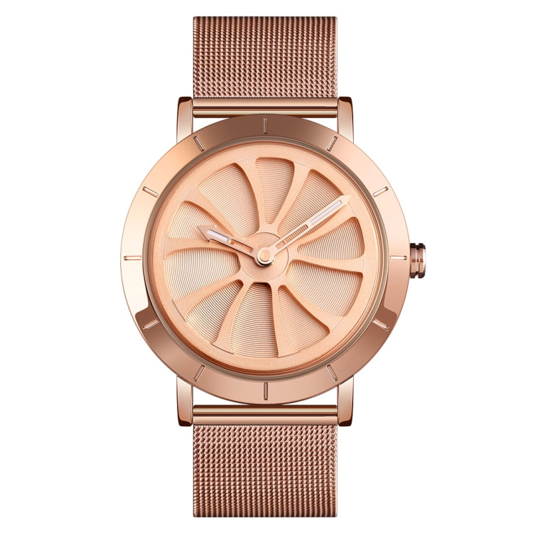 SKMEI 9204 Orologio da uomo con orologio al quarzo con cinturino in maglia impermeabile con quadrante rotante scheletro alla moda
