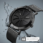 SKMEI 9204 Orologio da uomo con orologio al quarzo con cinturino in maglia impermeabile con quadrante rotante scheletro alla moda