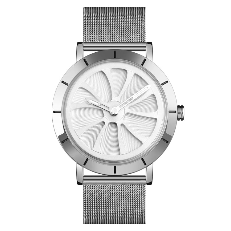 SKMEI 9204 Orologio da uomo con orologio al quarzo con cinturino in maglia impermeabile con quadrante rotante scheletro alla moda