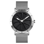 SKMEI 9204 Orologio da uomo con orologio al quarzo con cinturino in maglia impermeabile con quadrante rotante scheletro alla moda