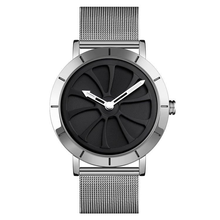 SKMEI 9204 Orologio da uomo con orologio al quarzo con cinturino in maglia impermeabile con quadrante rotante scheletro alla moda