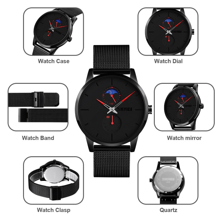 Skmei 9208 Orologio al quarzo con fasi lunari Orologio sportivo da uomo casual semplice da lavoro