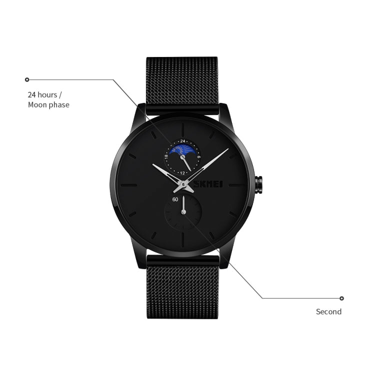 Skmei 9208 Orologio al quarzo con fasi lunari Orologio sportivo da uomo casual semplice da lavoro