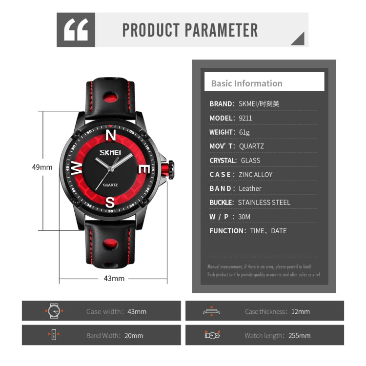 SKMEI 9211 Fashion Sports Quadrante stereo Puntatore luminoso Orologio creativo Business Trend Orologio al quarzo da uomo