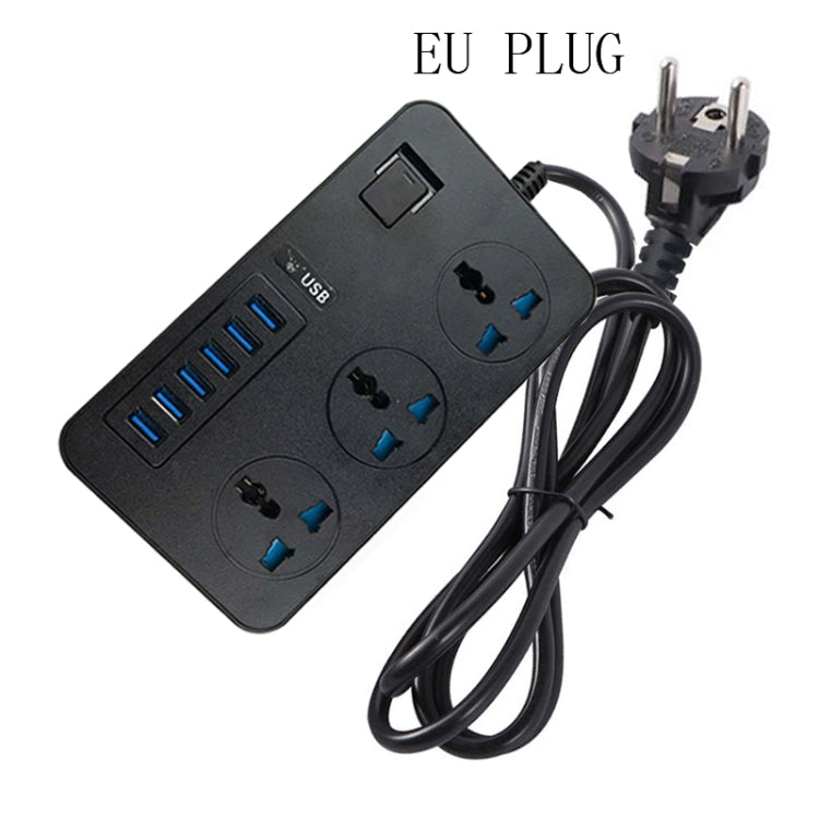 T09 Jack universale internazionale a 3 fori plug-in multifunzione ad alta potenza da 3000 W + 6 ricarica intelligente USB, EU PLUG, US PLUG, UK PLUG