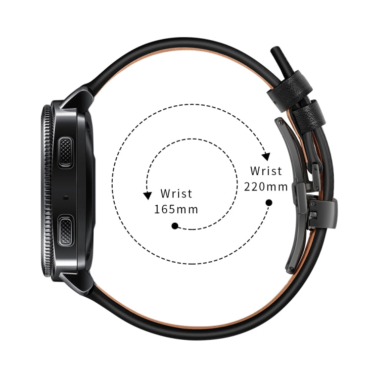 22mm Per Huawei Watch GT2e / GT2 46mm Cinturino con fibbia a farfalla in pelle Bottone nero