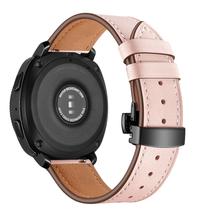 22mm Per Huawei Watch GT2e / GT2 46mm Cinturino con fibbia a farfalla in pelle Bottone nero