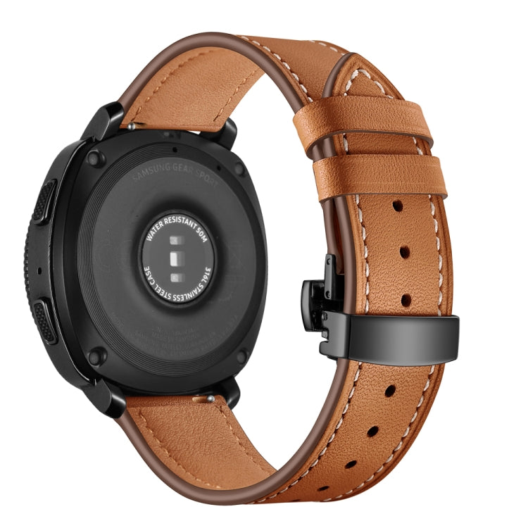 22mm Per Huawei Watch GT2e / GT2 46mm Cinturino con fibbia a farfalla in pelle Bottone nero