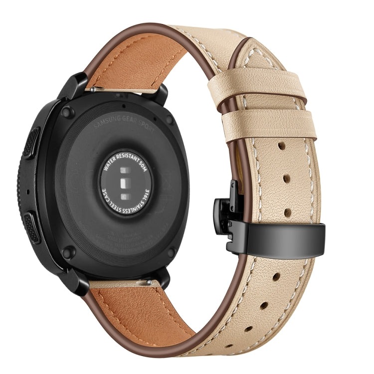 22mm Per Huawei Watch GT2e / GT2 46mm Cinturino con fibbia a farfalla in pelle Bottone nero