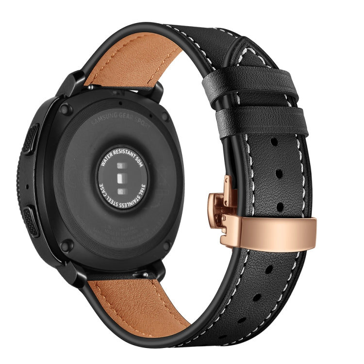 22mm Per Huawei Watch GT2e / GT2 46mm Cinturino con fibbia a farfalla in pelle Fibbia in oro rosa