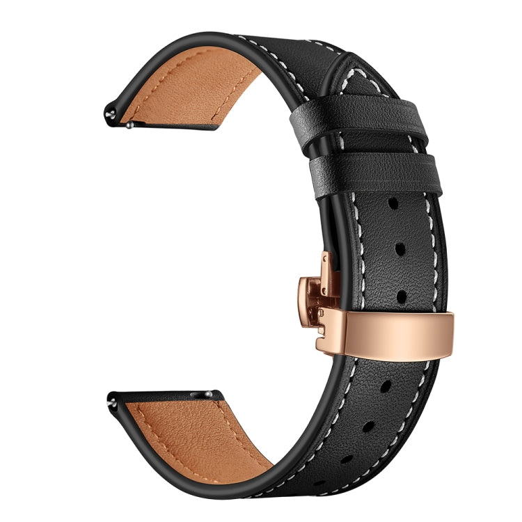 22mm Per Huawei Watch GT2e / GT2 46mm Cinturino con fibbia a farfalla in pelle Fibbia in oro rosa