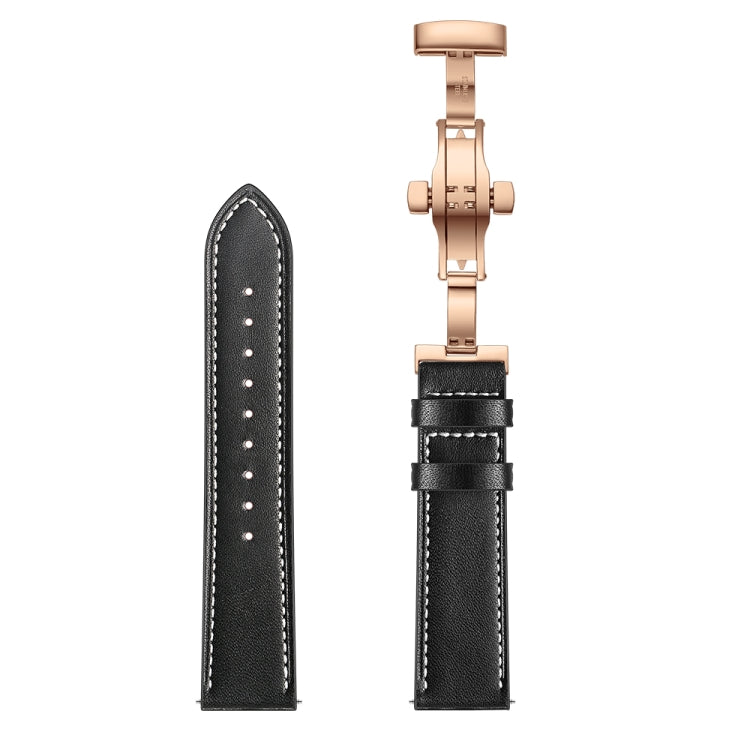 22mm Per Huawei Watch GT2e / GT2 46mm Cinturino con fibbia a farfalla in pelle Fibbia in oro rosa