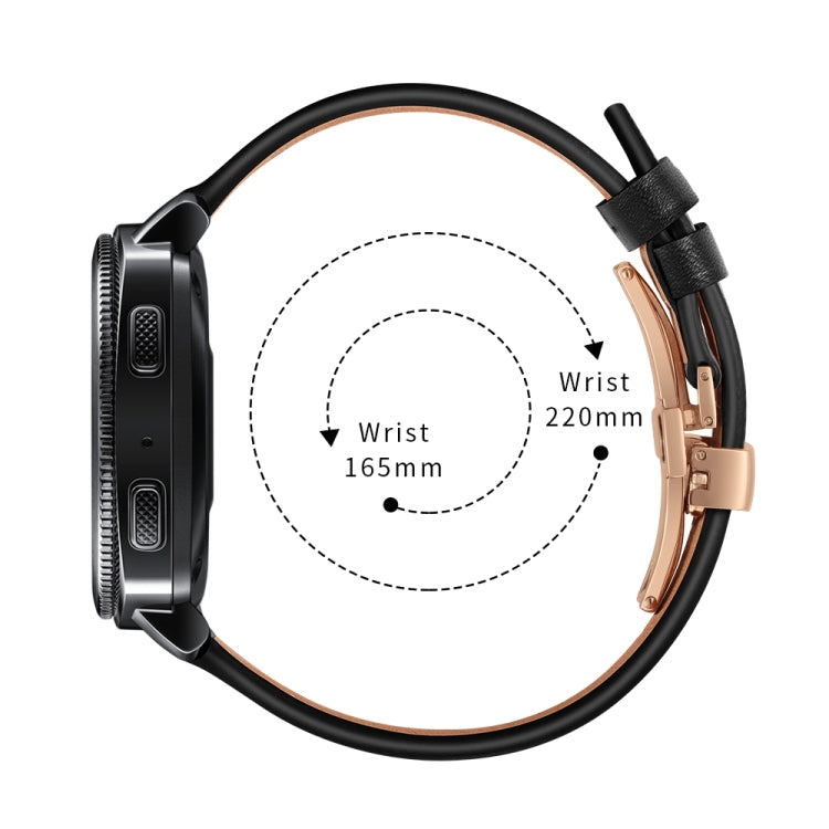 22mm Per Huawei Watch GT2e / GT2 46mm Cinturino con fibbia a farfalla in pelle Fibbia in oro rosa
