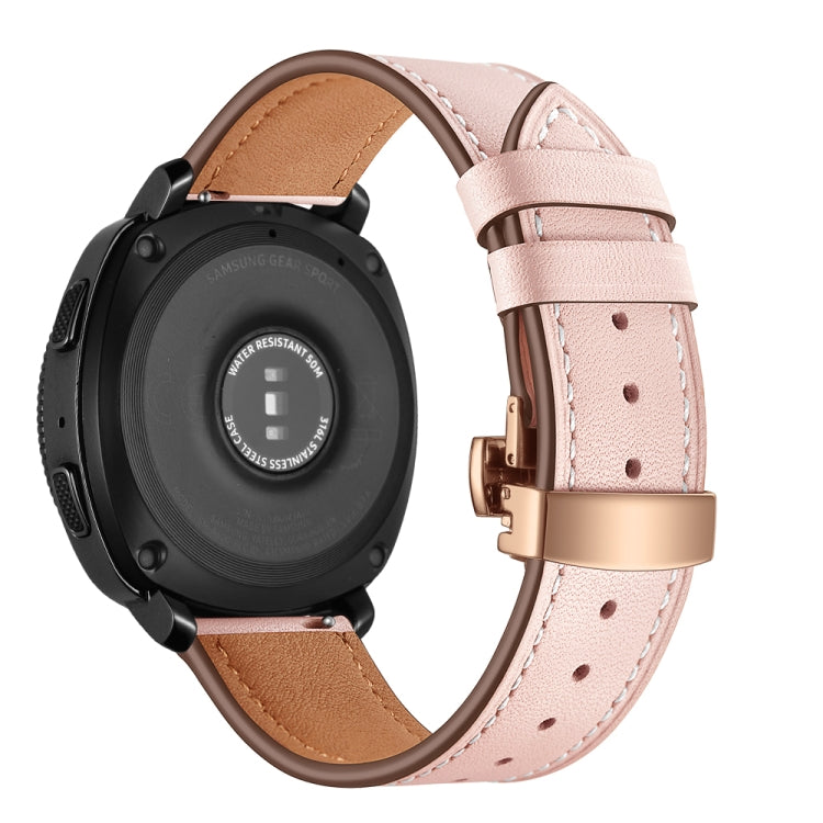 22mm Per Huawei Watch GT2e / GT2 46mm Cinturino con fibbia a farfalla in pelle Fibbia in oro rosa