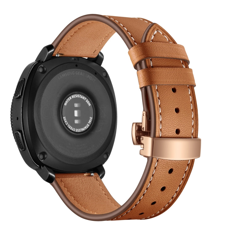 22mm Per Huawei Watch GT2e / GT2 46mm Cinturino con fibbia a farfalla in pelle Fibbia in oro rosa