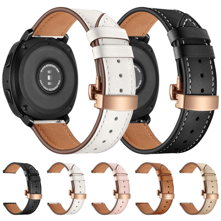22mm Per Huawei Watch GT2e / GT2 46mm Cinturino con fibbia a farfalla in pelle Fibbia in oro rosa