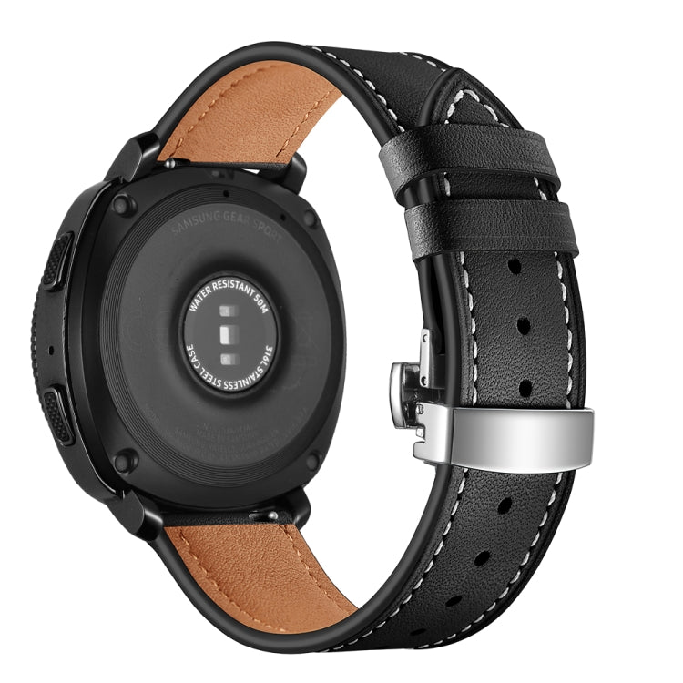 22mm Per Huawei Watch GT2e / GT2 46mm Cinturino con fibbia a farfalla in pelle Fibbia argento