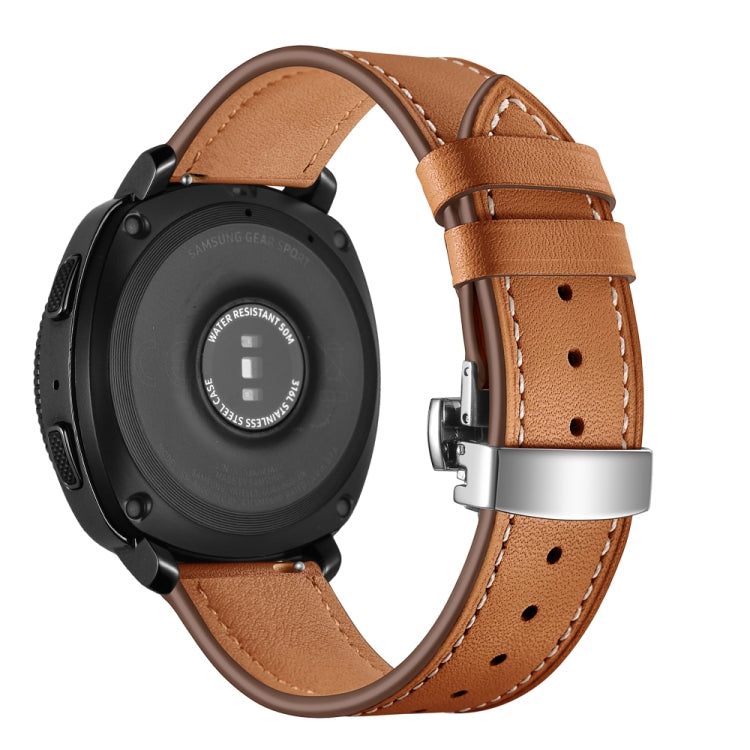 22mm Per Huawei Watch GT2e / GT2 46mm Cinturino con fibbia a farfalla in pelle Fibbia argento