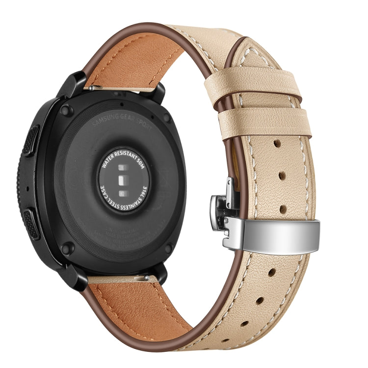 22mm Per Huawei Watch GT2e / GT2 46mm Cinturino con fibbia a farfalla in pelle Fibbia argento