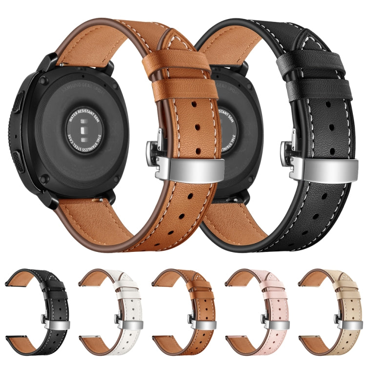 22mm Per Huawei Watch GT2e / GT2 46mm Cinturino con fibbia a farfalla in pelle Fibbia argento