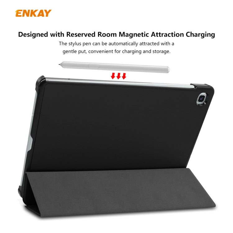 ENKAY ENK-8002 per Samsung Galaxy Tab S6 Lite P610 / P615 custodia in pelle PU + plastica con supporto a tre pieghe, For Samsung Galaxy Tab S6 Lite P610, For Samsung Galaxy Tab S6 Lite P610 / P615 / Tab S6 Lite 2022 / P613 / P619