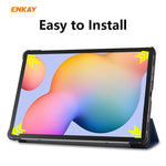 ENKAY ENK-8002 per Samsung Galaxy Tab S6 Lite P610 / P615 custodia in pelle PU + plastica con supporto a tre pieghe, For Samsung Galaxy Tab S6 Lite P610, For Samsung Galaxy Tab S6 Lite P610 / P615 / Tab S6 Lite 2022 / P613 / P619