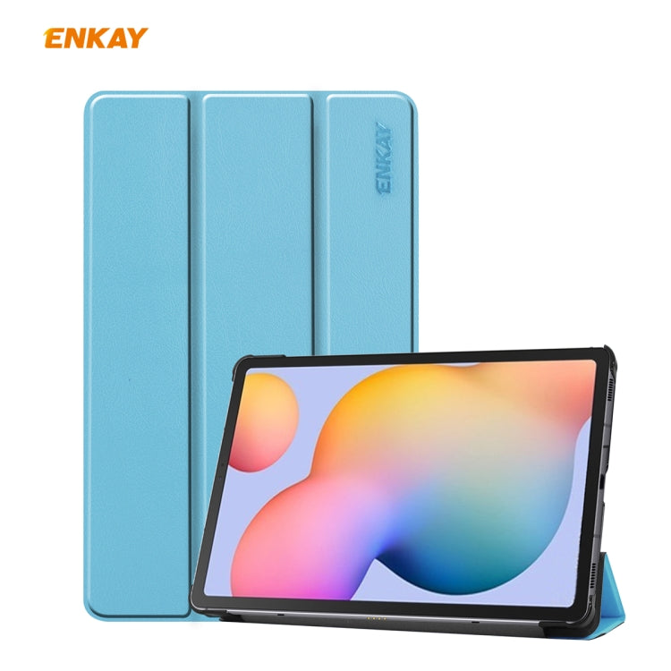 ENKAY ENK-8002 per Samsung Galaxy Tab S6 Lite P610 / P615 custodia in pelle PU + plastica con supporto a tre pieghe, For Samsung Galaxy Tab S6 Lite P610, For Samsung Galaxy Tab S6 Lite P610 / P615 / Tab S6 Lite 2022 / P613 / P619