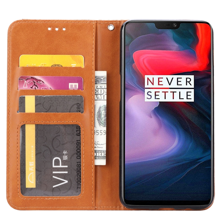 Knead Skin Texture Custodia orizzontale in pelle Flip per OnePlus 6, con cornice per foto e supporto, fessure per carte e portafoglio, For OnePlus 6