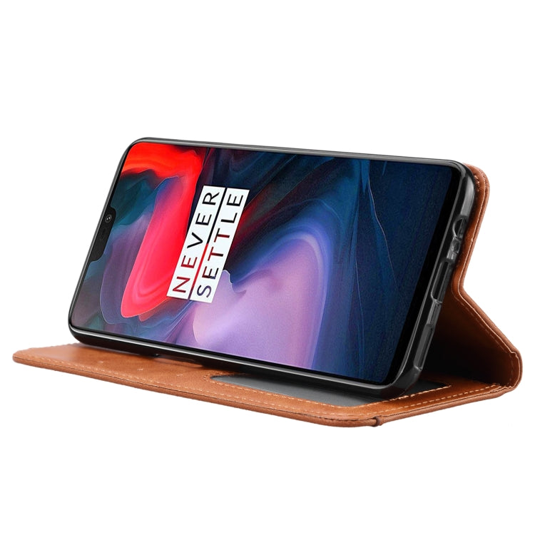 Knead Skin Texture Custodia orizzontale in pelle Flip per OnePlus 6, con cornice per foto e supporto, fessure per carte e portafoglio, For OnePlus 6