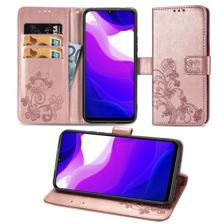 Lucky Clover Custodia in pelle con motivo a fiori pressati con supporto e fessure per carte, portafoglio e cinturino da polso, For Huawei P Smart 2020, For Huawei Y5P 2020 & Honor 9S, For Xiaomi Mi 10 Lite 5G, Fo Redmi 10X / Note 9, For LG K41S        ...