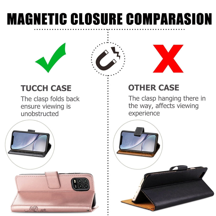 Lucky Clover Custodia in pelle con motivo a fiori pressati con supporto e fessure per carte, portafoglio e cinturino da polso, For Huawei P Smart 2020, For Huawei Y5P 2020 & Honor 9S, For Xiaomi Mi 10 Lite 5G, Fo Redmi 10X / Note 9, For LG K41S        ...