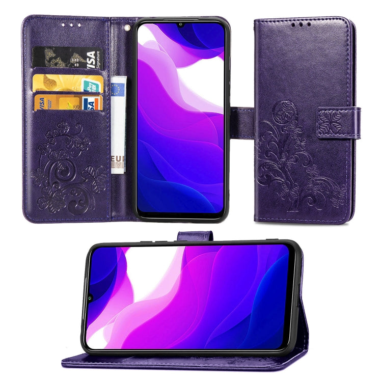 Lucky Clover Custodia in pelle con motivo a fiori pressati con supporto e fessure per carte, portafoglio e cinturino da polso, For Huawei P Smart 2020, For Huawei Y5P 2020 & Honor 9S, For Xiaomi Mi 10 Lite 5G, Fo Redmi 10X / Note 9, For LG K41S        ...