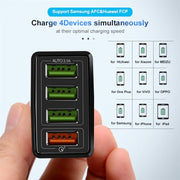 30W QC 3.0 USB + 3 porte USB 2.0 Telefono cellulare Tablet PC Caricabatterie rapido universale da viaggio, spina europea, EU Plug
