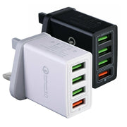 30W QC 3.0 USB + 3 porte USB 2.0 Telefono cellulare Tablet PC Caricabatterie rapido universale da viaggio, spina UK, UK Plug