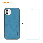 Per iPhone 11 ENKAY ENK-PC0282 2 in 1 Business Series Tessuto Texture PU Pelle + Custodia morbida in TPU sottile ＆ 0,26 mm 9H 2.5D Pellicola in vetro temperato, For iPhone 11