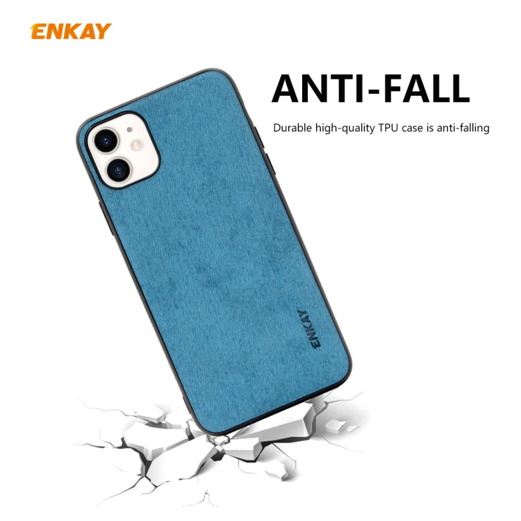 Per iPhone 11 ENKAY ENK-PC0282 2 in 1 Business Series Tessuto Texture PU Pelle + Custodia morbida in TPU sottile ＆ 0,26 mm 9H 2.5D Pellicola in vetro temperato, For iPhone 11