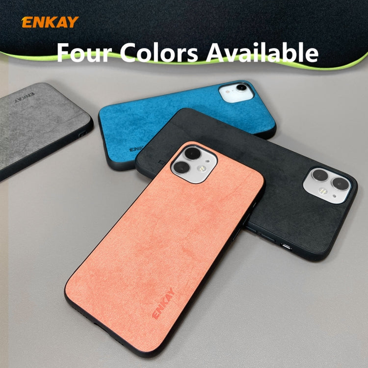 Per iPhone 11 ENKAY ENK-PC0282 2 in 1 Business Series Tessuto Texture PU Pelle + Custodia morbida in TPU sottile ＆ 0,26 mm 9H 2.5D Pellicola in vetro temperato, For iPhone 11