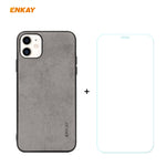Per iPhone 11 ENKAY ENK-PC0282 2 in 1 Business Series Tessuto Texture PU Pelle + Custodia morbida in TPU sottile ＆ 0,26 mm 9H 2.5D Pellicola in vetro temperato, For iPhone 11