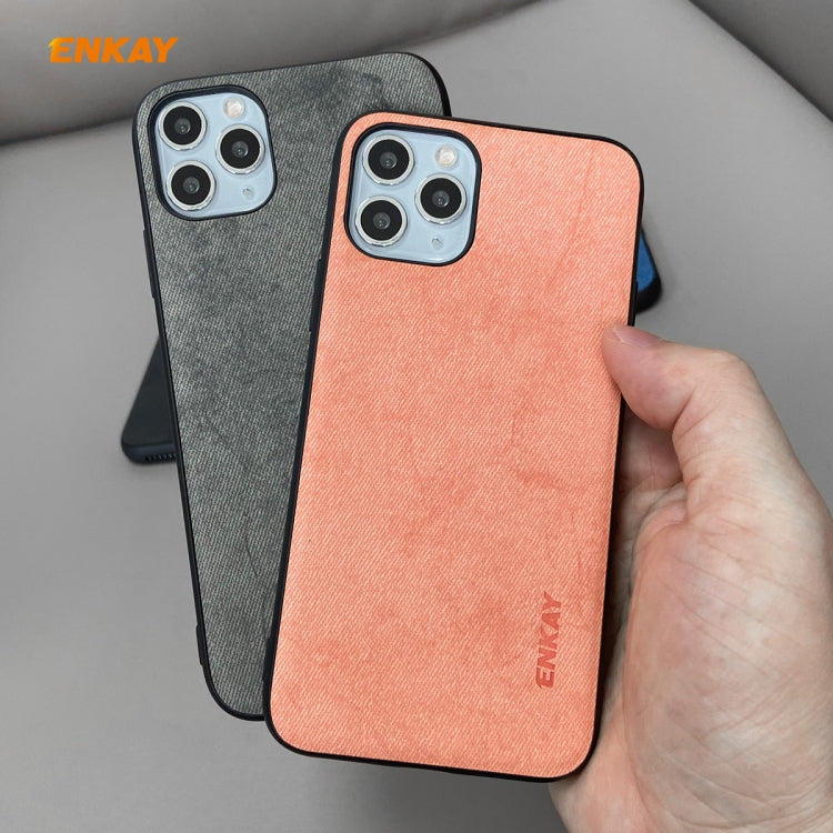 Per iPhone 11 Pro ENKAY ENK-PC0292 2 in 1 Business Series Tessuto Texture PU Pelle + TPU Custodia morbida e sottile ＆ 0,26 mm 9H 2.5D Pellicola in vetro temperato, For iPhone 11 Pro