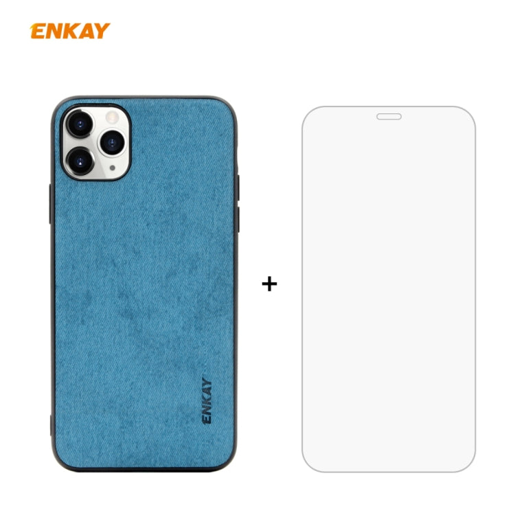 Per iPhone 11 Pro ENKAY ENK-PC0292 2 in 1 Business Series Tessuto Texture PU Pelle + TPU Custodia morbida e sottile ＆ 0,26 mm 9H 2.5D Pellicola in vetro temperato, For iPhone 11 Pro